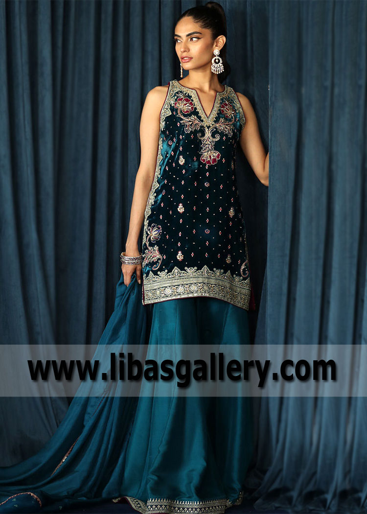 Designer Party Dress Matawan New Jersey USA Pakistani Party Wear Sharara Dress