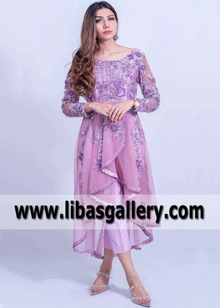 Lilac Excellenz von Schubert Asymmetrical Anarkali Dress