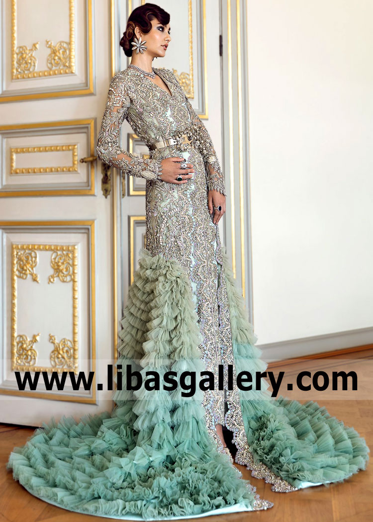 Celadon Aquamarine Azucena Bridal Wear for Wedding Reception