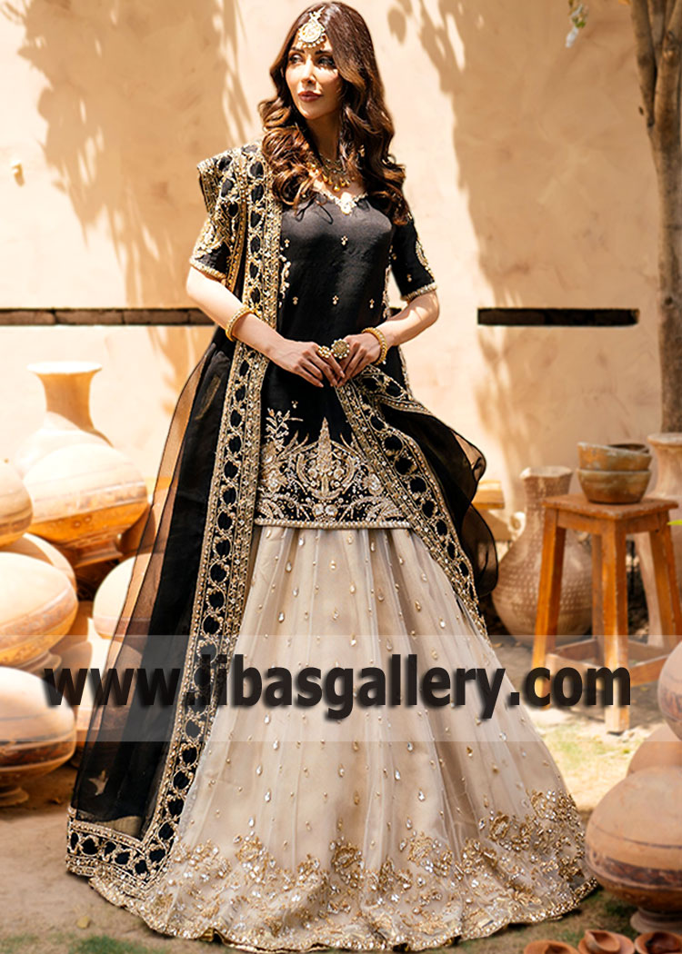 Pakistani Wedding Lehenga Dress Houston Texas USA Black Wedding Bridal Lehenga Dress