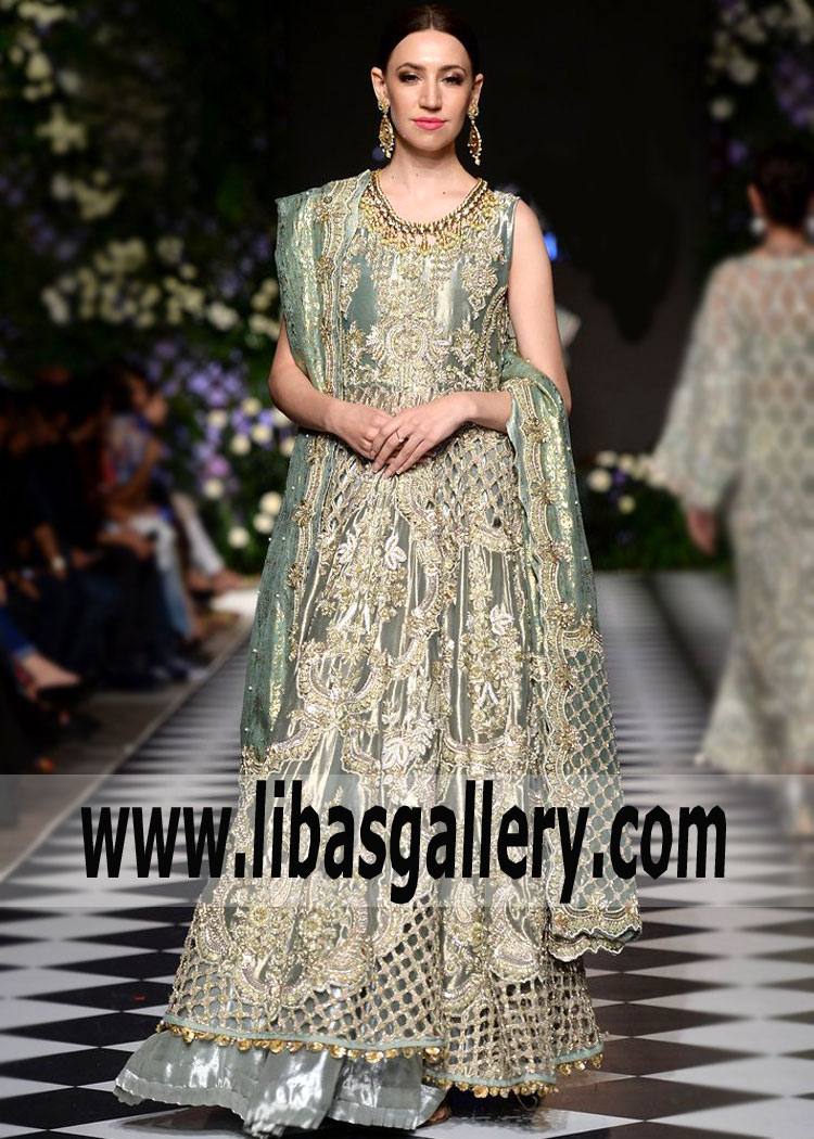 Camouflage Green Exquisite Bridal Gown By Saira Shakira