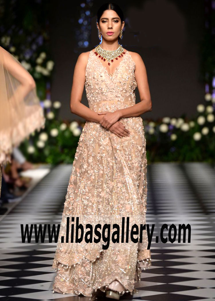 Luxurious Sharara Dresses New York City USA Latest Bridal Designer Saira Shakira Anarkali Shirt with Sharara