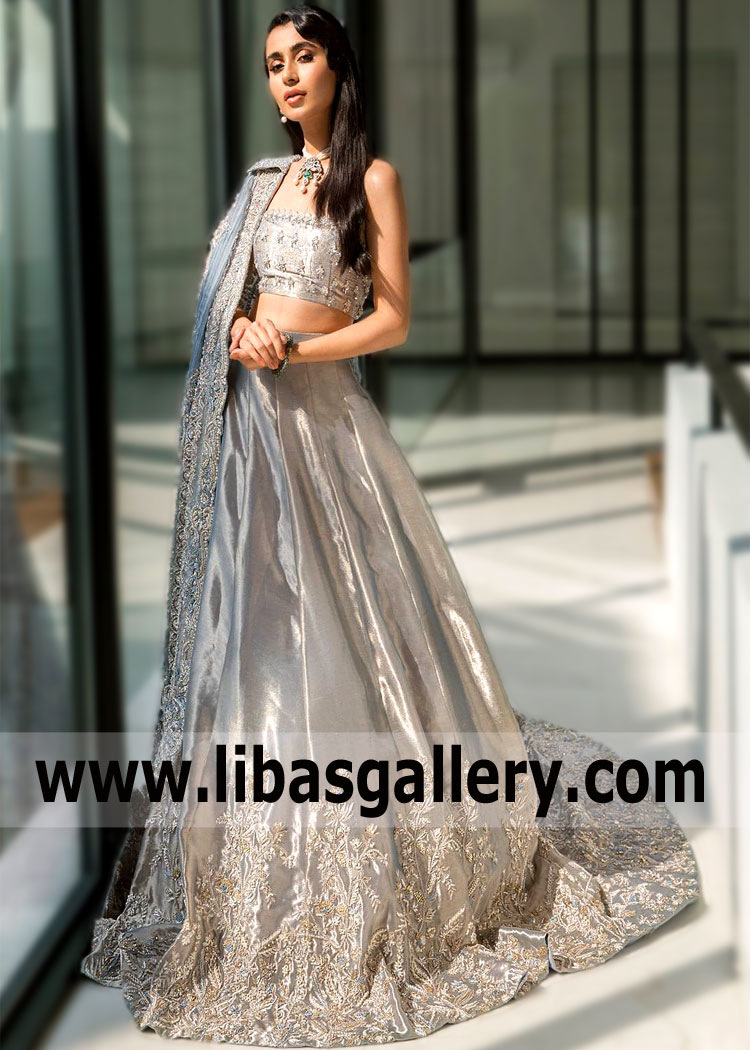 Designer Wedding Lehenga Saira Shakira Heavy Embellished Jacket Engagement Dresses Amirage Collection