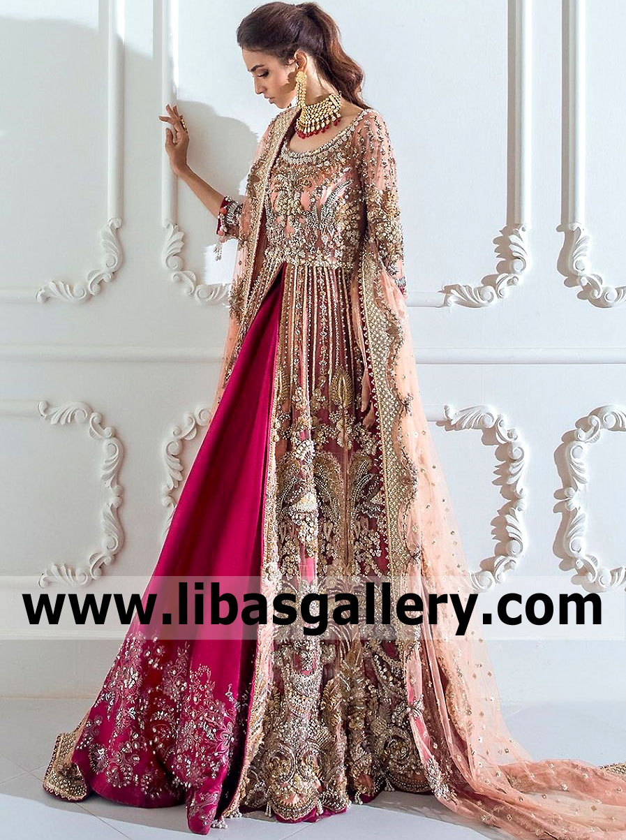 Rose Pink Myrtus Anarkali Wedding Dress