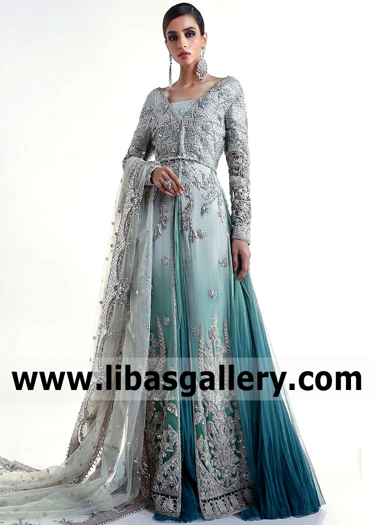 Indian Style Lehenga UK USA Canada Australia Buy Designer Sana Safinaz Long Gown with High Slit