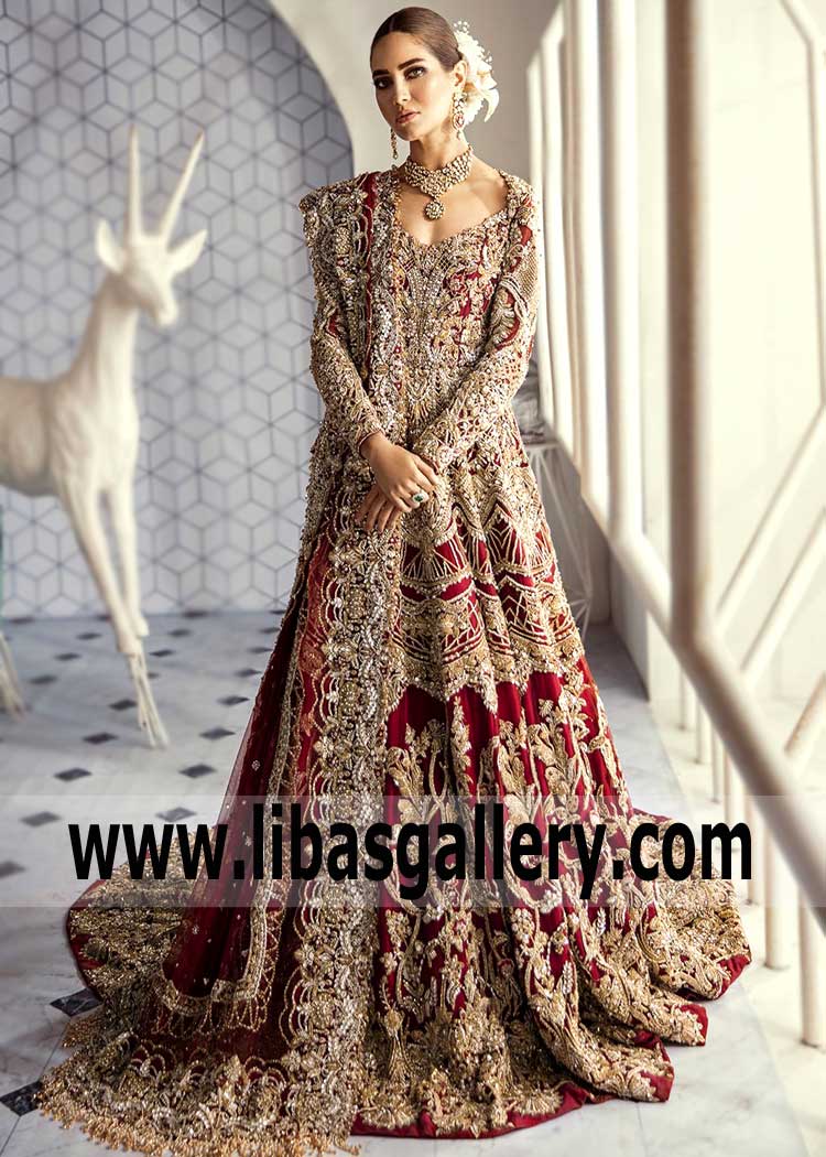 Elegant Ruby Red Valencia Bridal Gown