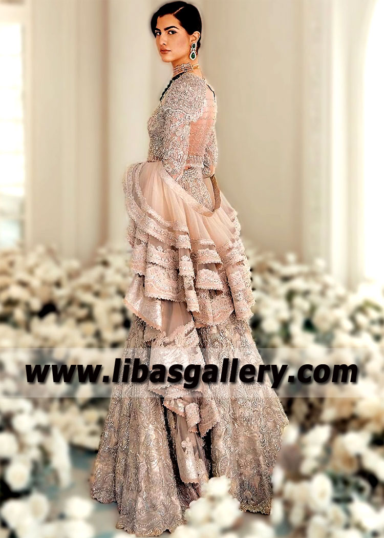 Ice Pink Iris Bridal Lehenga for Reception