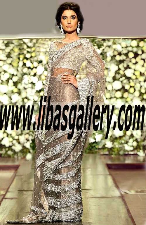 Designer Wedding Saree heavy hand embellished for royal grand wedding