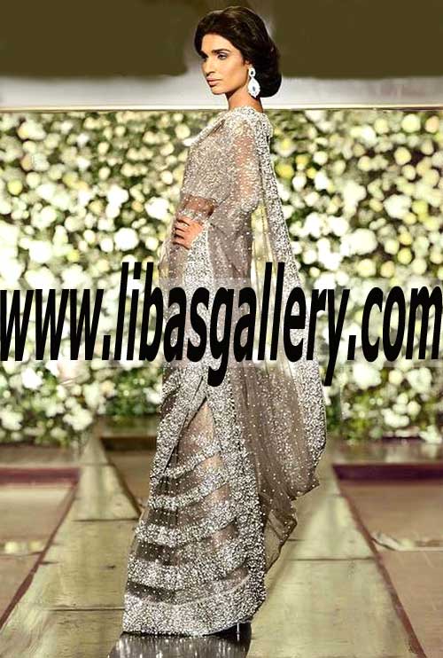 heavy designer wedding saree for royal type women