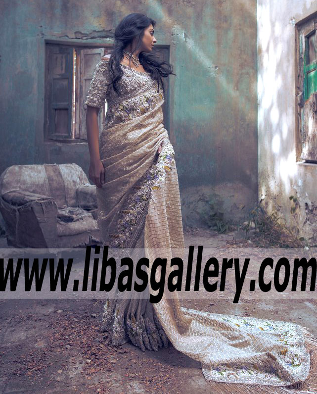 Miraculous Wedding Saree with Gorgeous Embellishments for Wedding and Special Occasions