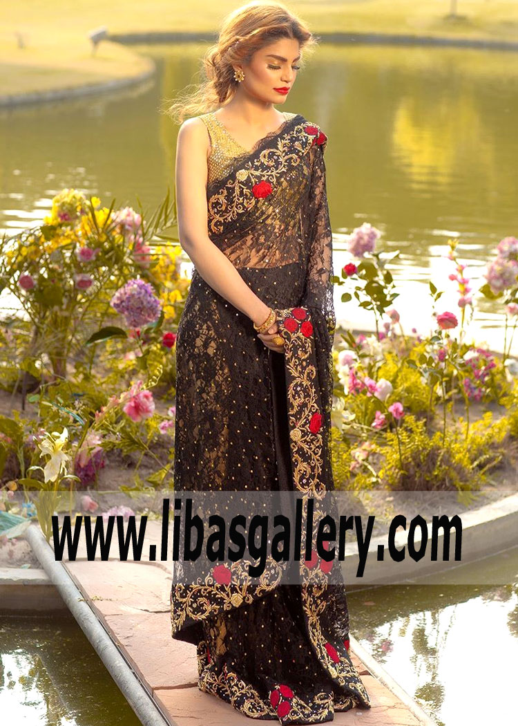 Modern Style Black Lily Saree