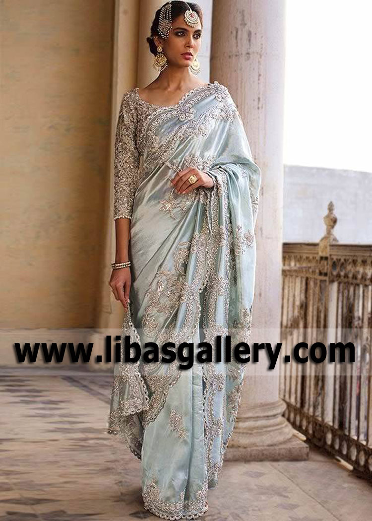 Pakistani Bridal Wear Saree UK USA Canada Australia Designer Nida Azwer Bridal Wear Saree