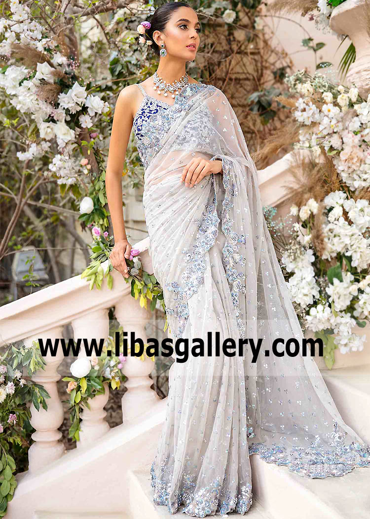 Pakistani Saree Style Wedding Dresses Oak Park Michigan MI US Designer Bridal Saree Dresses