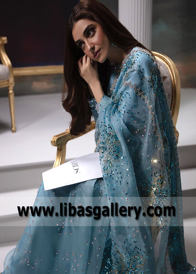 Air Superiority Blue Luxury Womenswear Bridal Saree