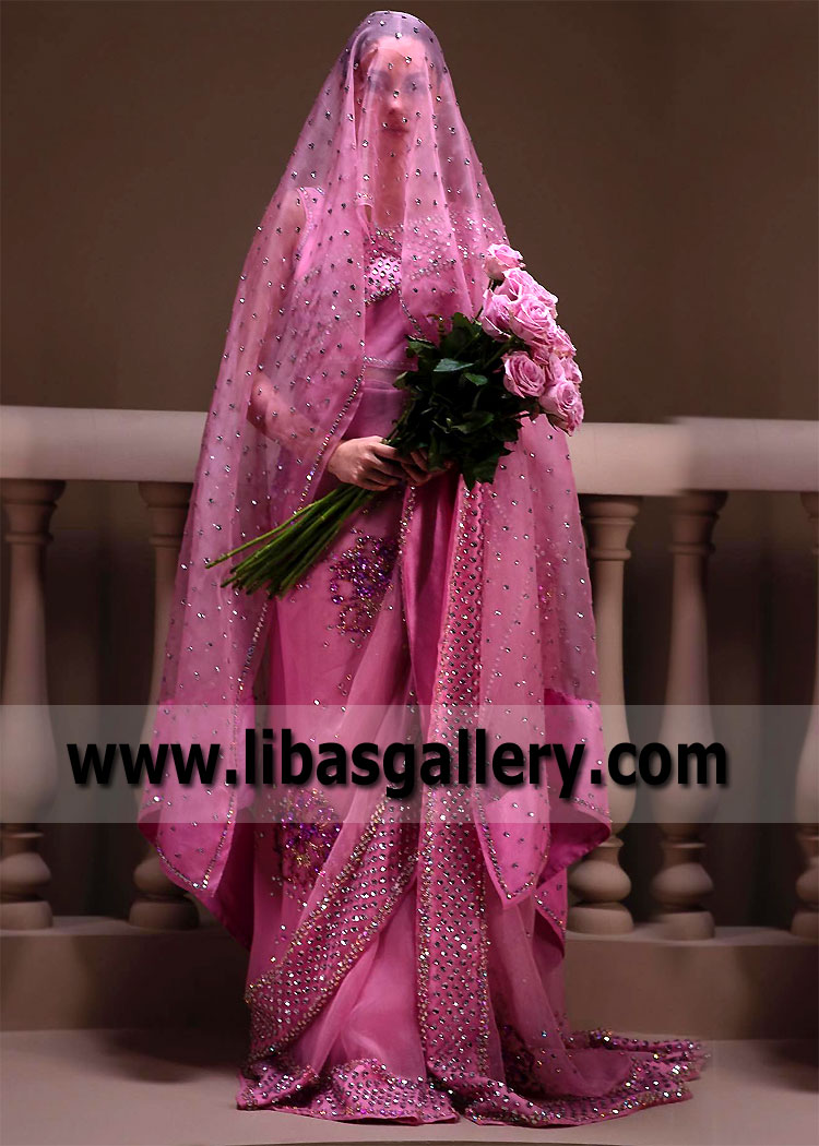 Persian Pink Fleur Saree Wedding Dress