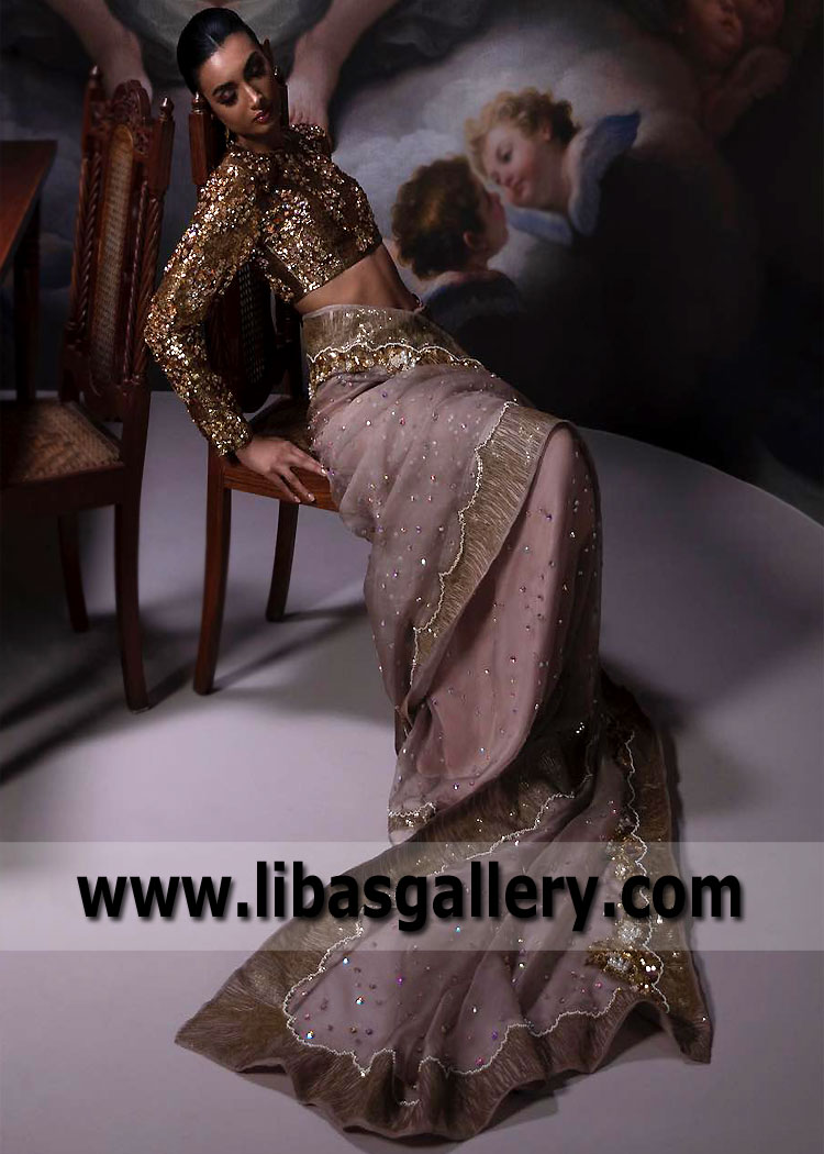 Pakistani Designer Embellished Saree Dresses Frogner Oslo Norway Saree Dress for Social Events