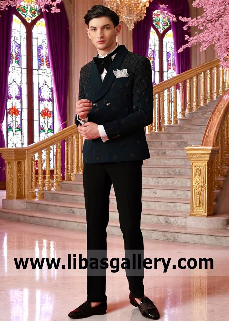 Bespoke Tuxedo Suits for Mens Dammam Saudi Arabia Beautiful Embellished Tuxedo Suit