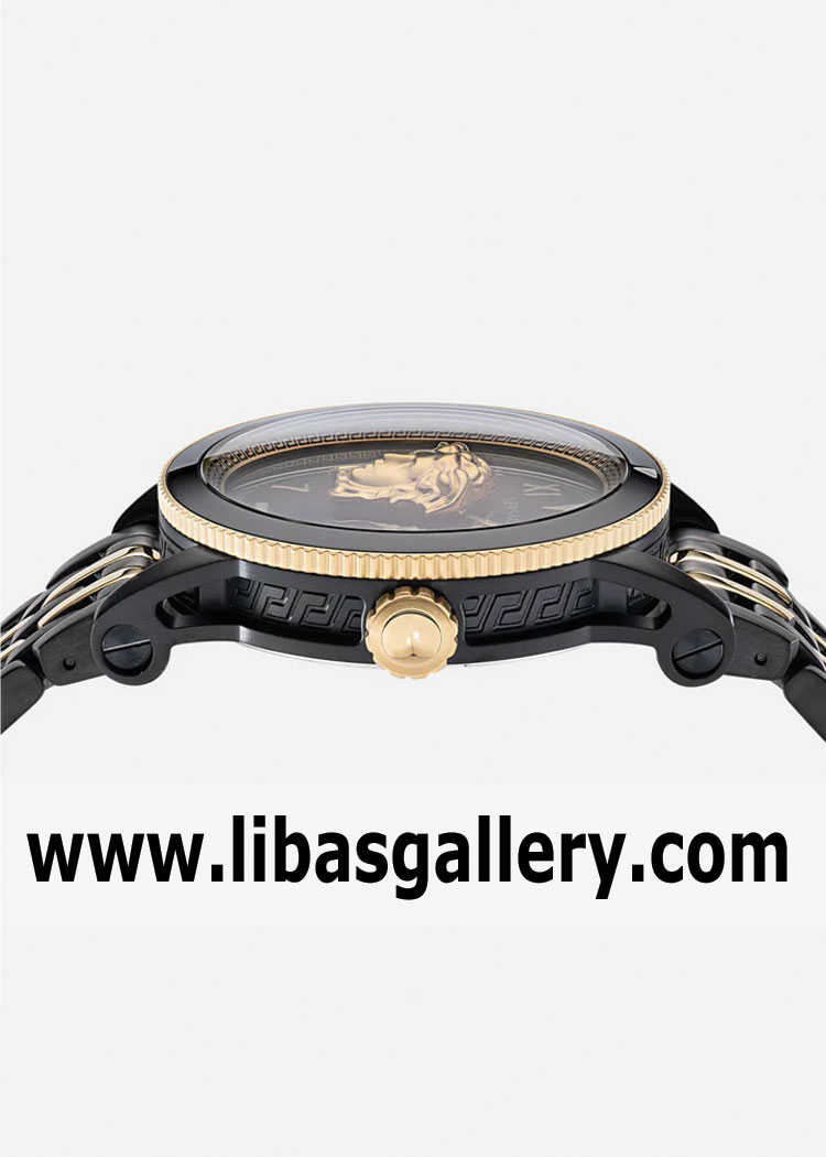 VERSACE NEW V-PALAZZO WATCH IN BLACK GOLD