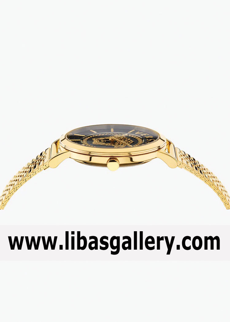 NEW VERSACE UNISEX BLACK GOLD WATCH FROM ESSENTIAL COLLECTION