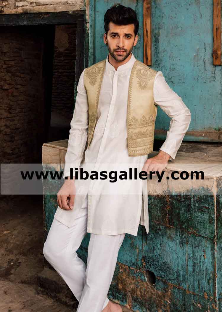 latest style buttonless jamawar waistcoat koti for adult male and boys short length embroidered designer waistcoat buy online Sugarland texas District of Columbia USAA