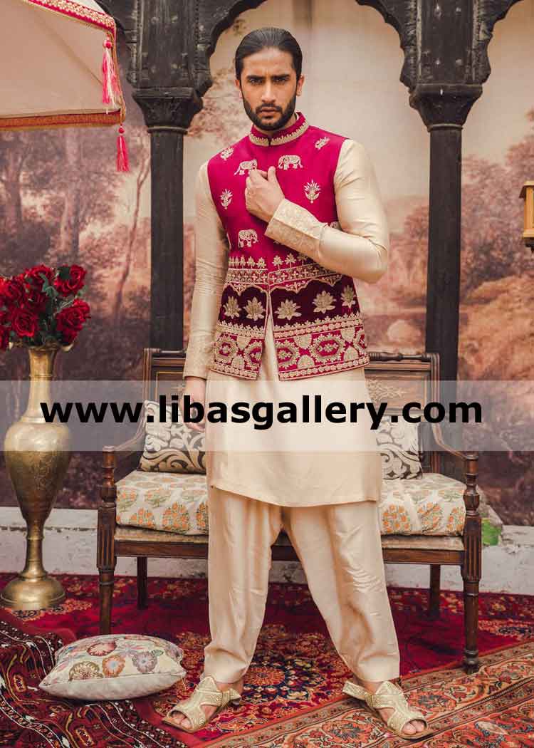 Rustic Anaari beautiful Embroidered Male wedding waistcoat design