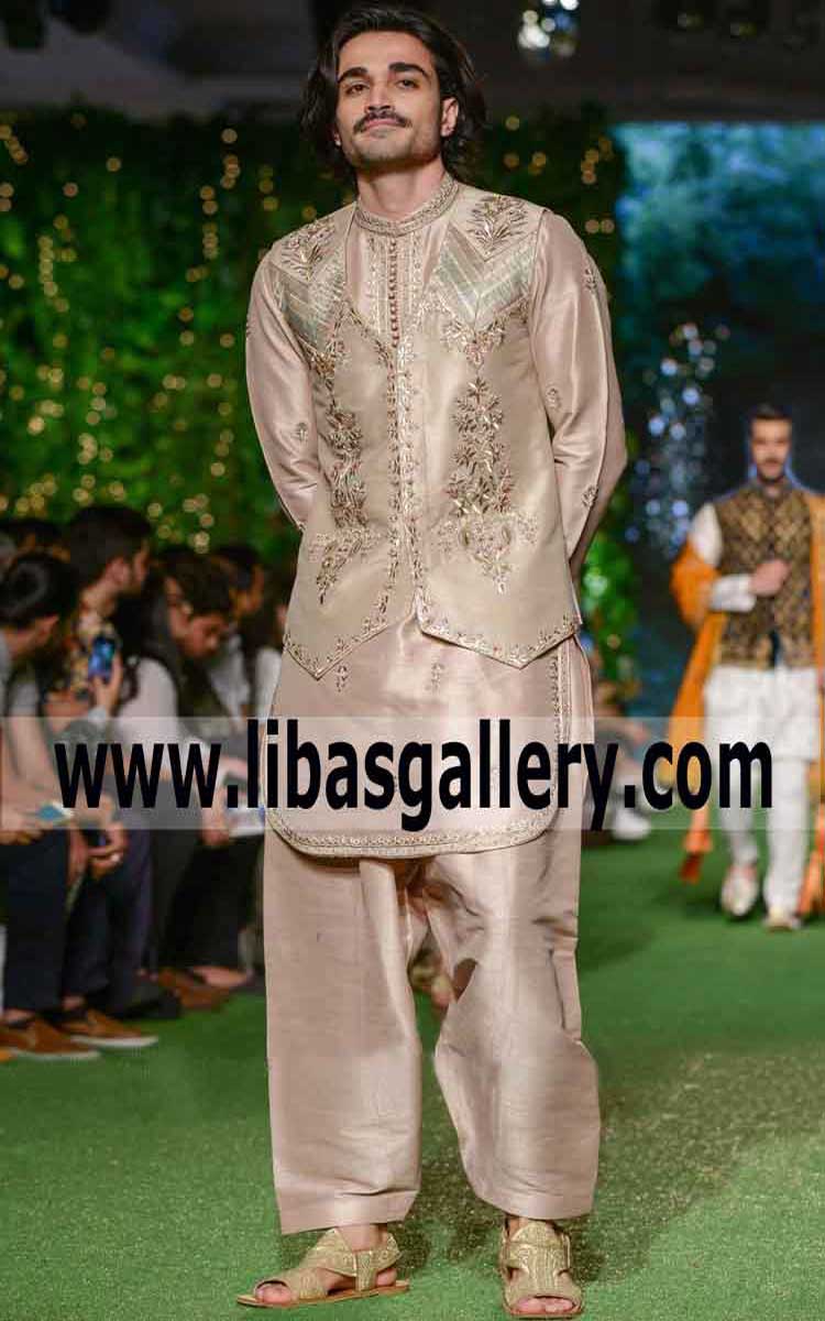 Men Embroidered Wedding Waistcoat style for Nikah and Mehndi phase place order for winter and summer season events kuwait qatar uae