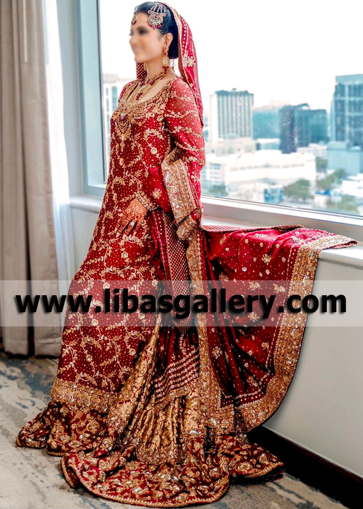 Bunto Kazmi Red Wedelia Wedding Dress