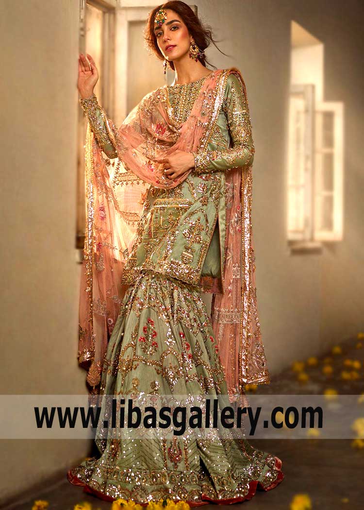 Mohsin Naveed Ranjha – Pakistani Designer Gharara Collection Indian Pakistani Bridal Gharara