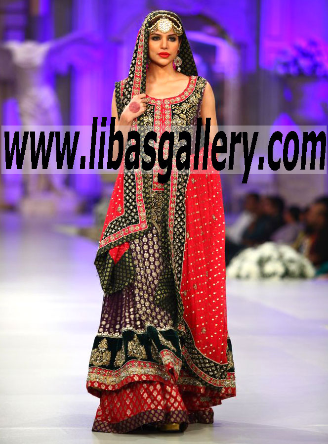 Zainab Chottani Anarkali Bridal Dress with Heavy Dupatta for Wedding and Special Events