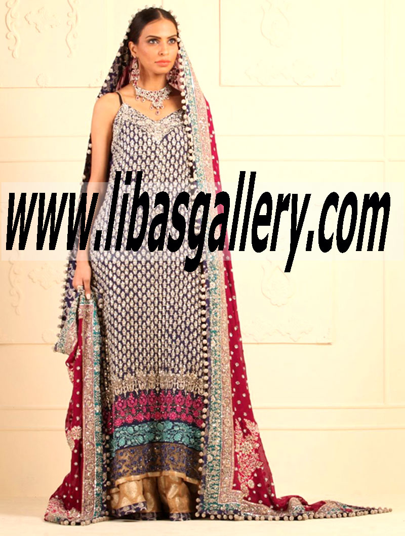 Zainab Chottani BRIDAL IN BLUE PURE RAW SILK SHIRT