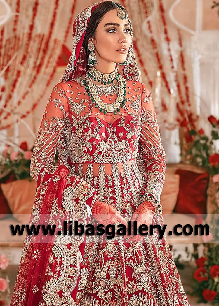 Red Arum Pakistani Wedding Dress