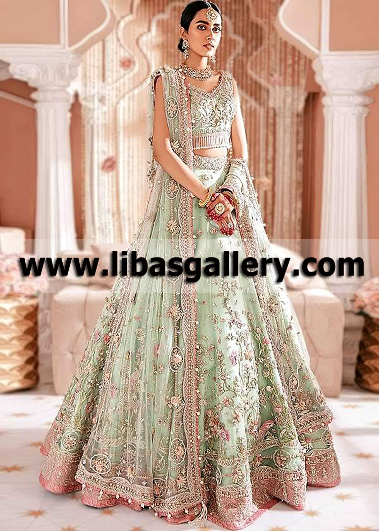 Pakistani Bridal Lehenga Choli St. Louis Missouri MO USA Zaha Reception Dresses for Elegant Bride