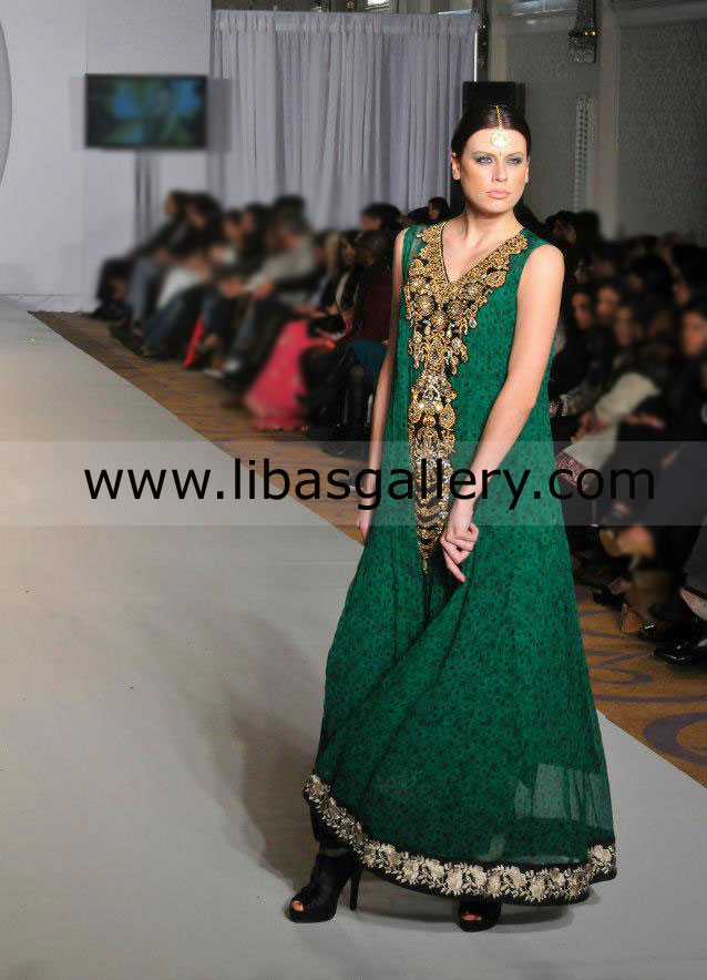 British Racing Green Prinsloo Anarkali Dress