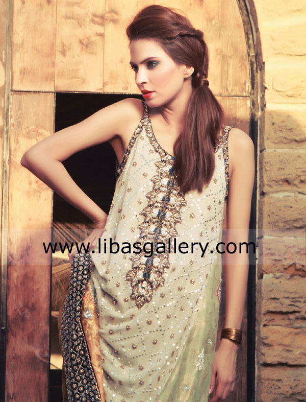 Light Taupe Gray Anarkali Dress 