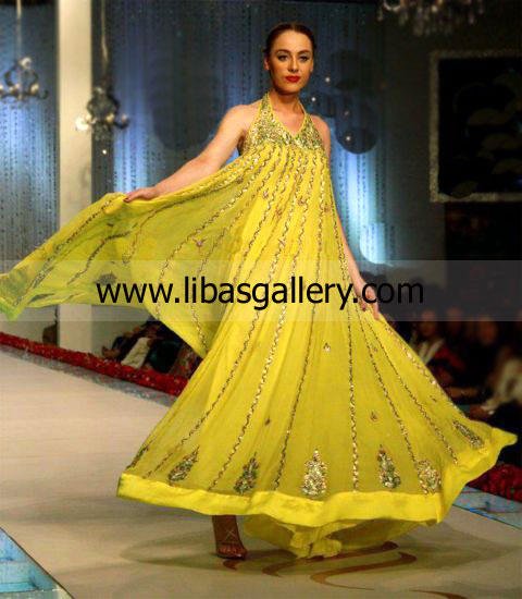 Golden Yellow Berlin Anarkali Outfits