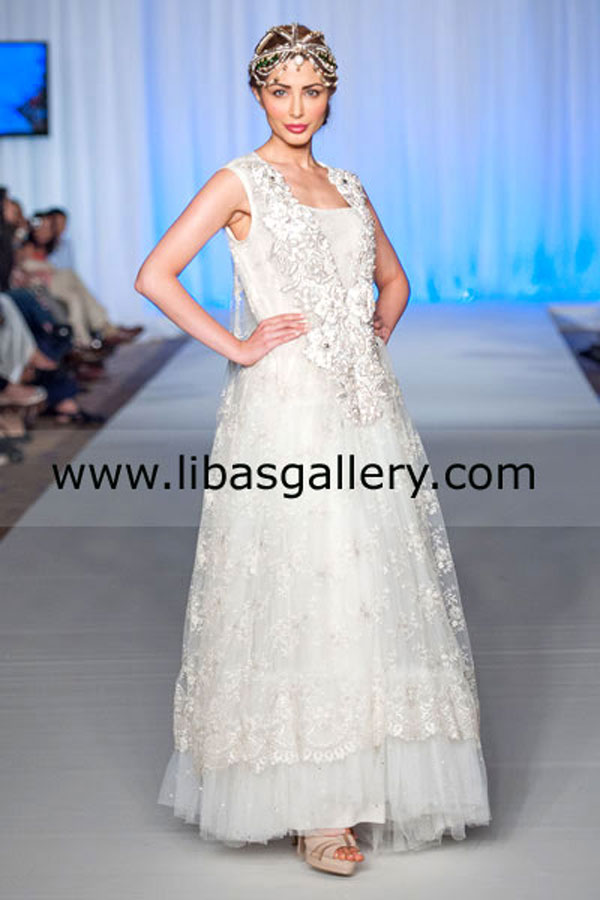 White Garwin Anarkali Wedding Dress 