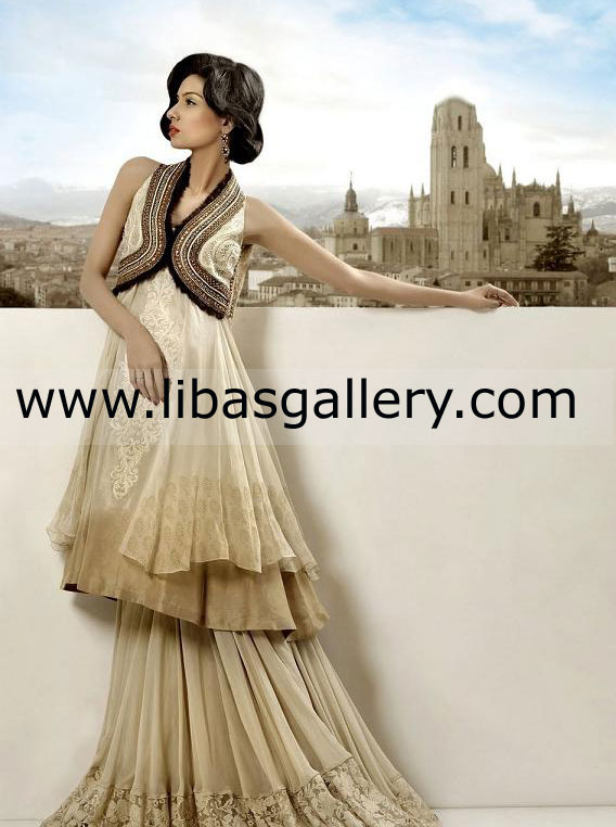 Dunmore Cream Ritzy Anarkali 