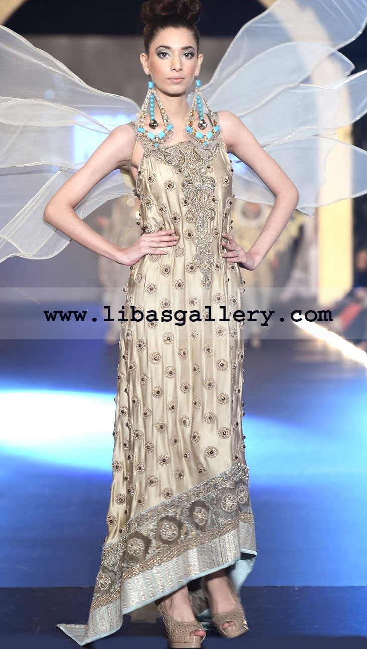 Tan Cortney Anarkali Style Dress 