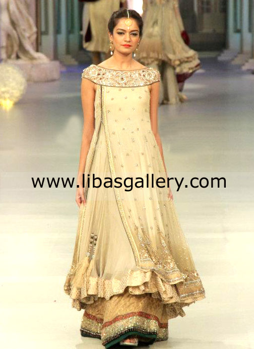 Gold Ice Cabrio Anarkali Style Dress 