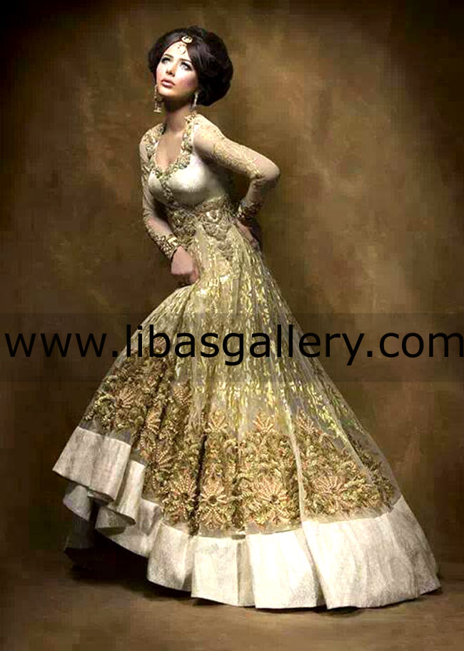Off white Gold Cybele Anarkali Dress 