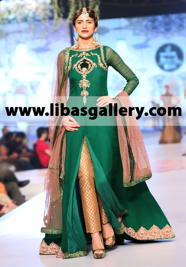 Green Cylon Anarkali Style Dress