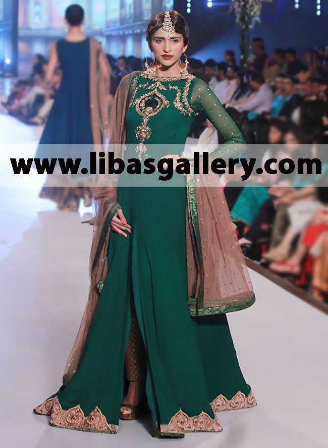 Green Cylon Anarkali Style Dress