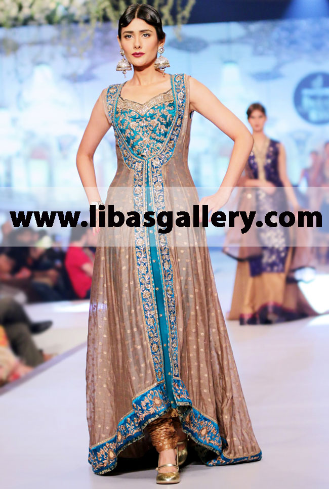 Coffee Gold Nimbus Anarkali Style Dress