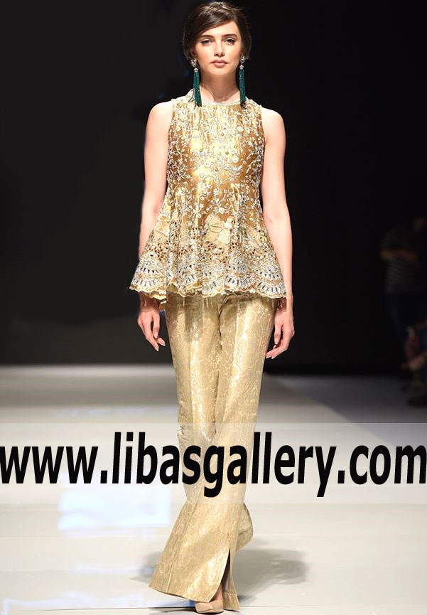 High Fashion Chic Fawn Gold Arum Peplum Dress