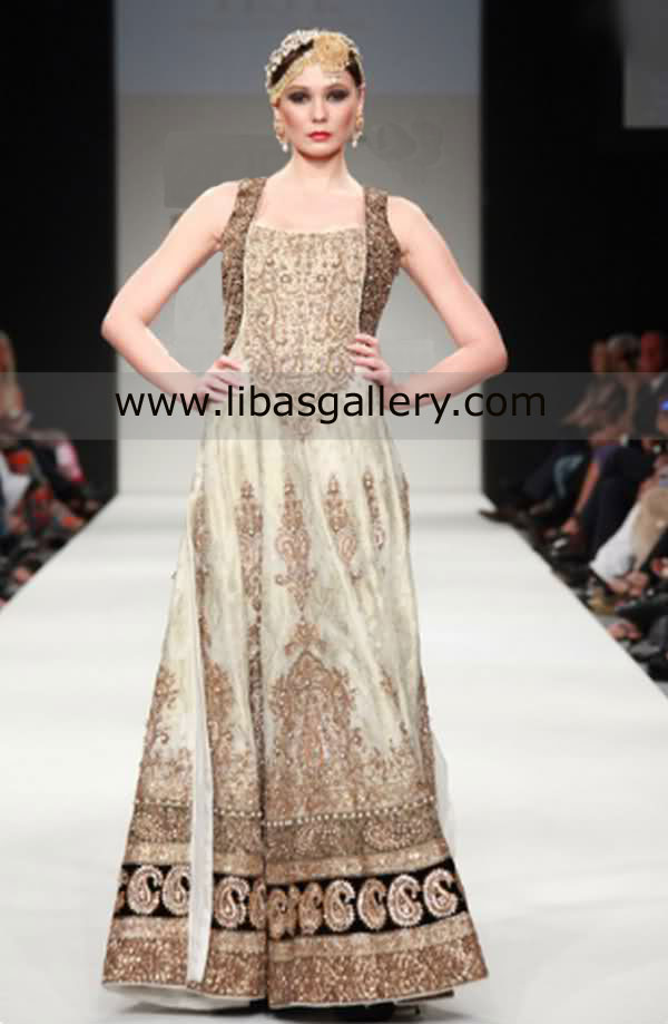 Off White Anarkali Bamston
