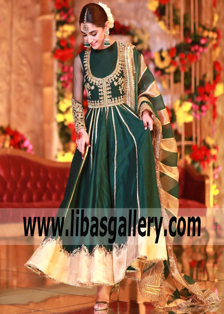 Brilliant Choice Emerald Green Gladiolus Anarkali