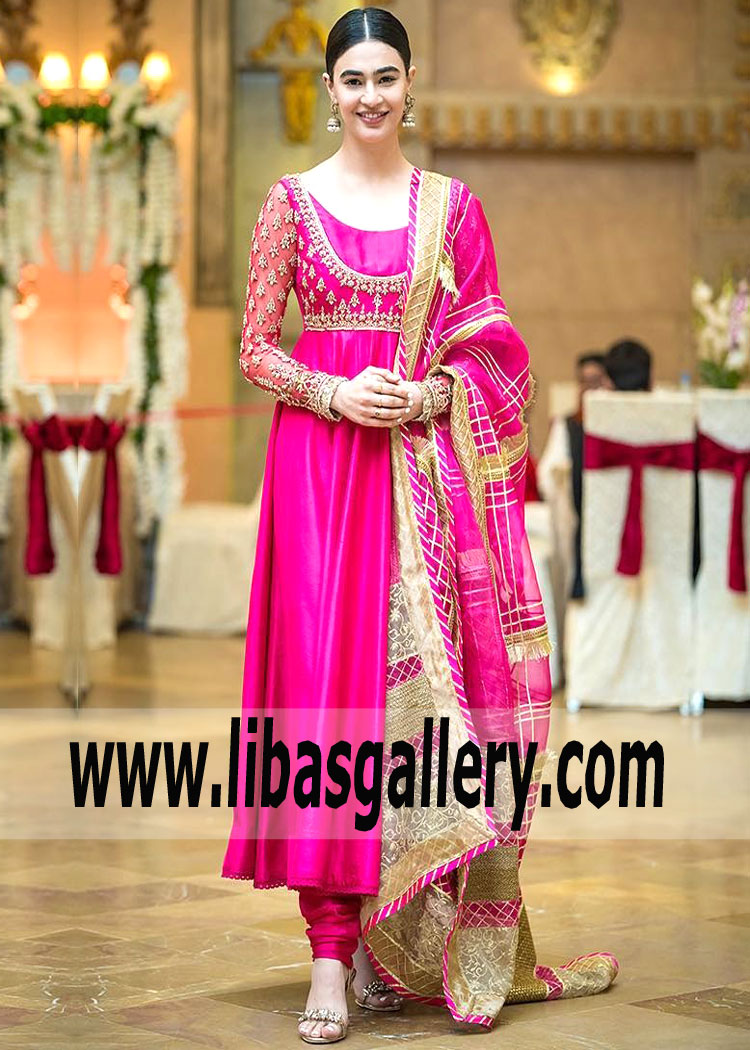 Extremely Beautiful Hot Pink Tansy Anarkali