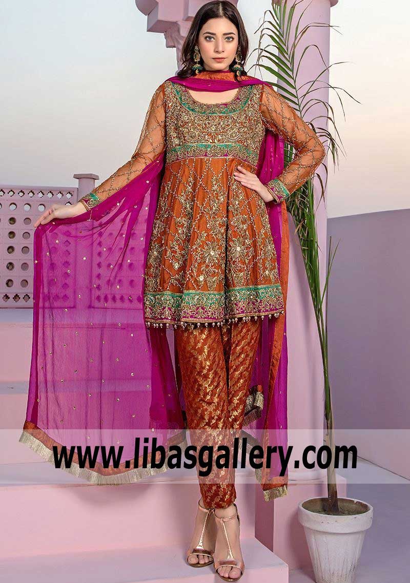 Wonderful Cinnamon Anarkali Dress for Evening and Formal Occasions