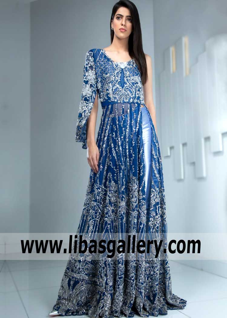 Prussian Blue Occasional Anarkali Suit for Next Formal Event
