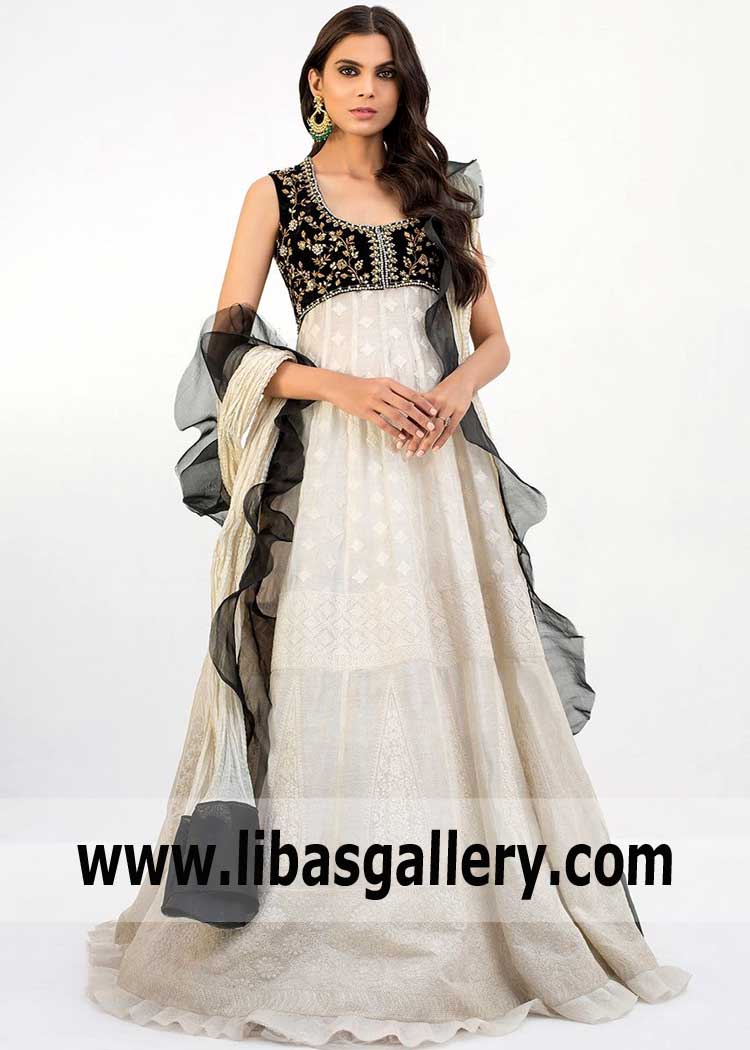 Astonishing Black and White Asian Gown for Wedding and Special Occasions